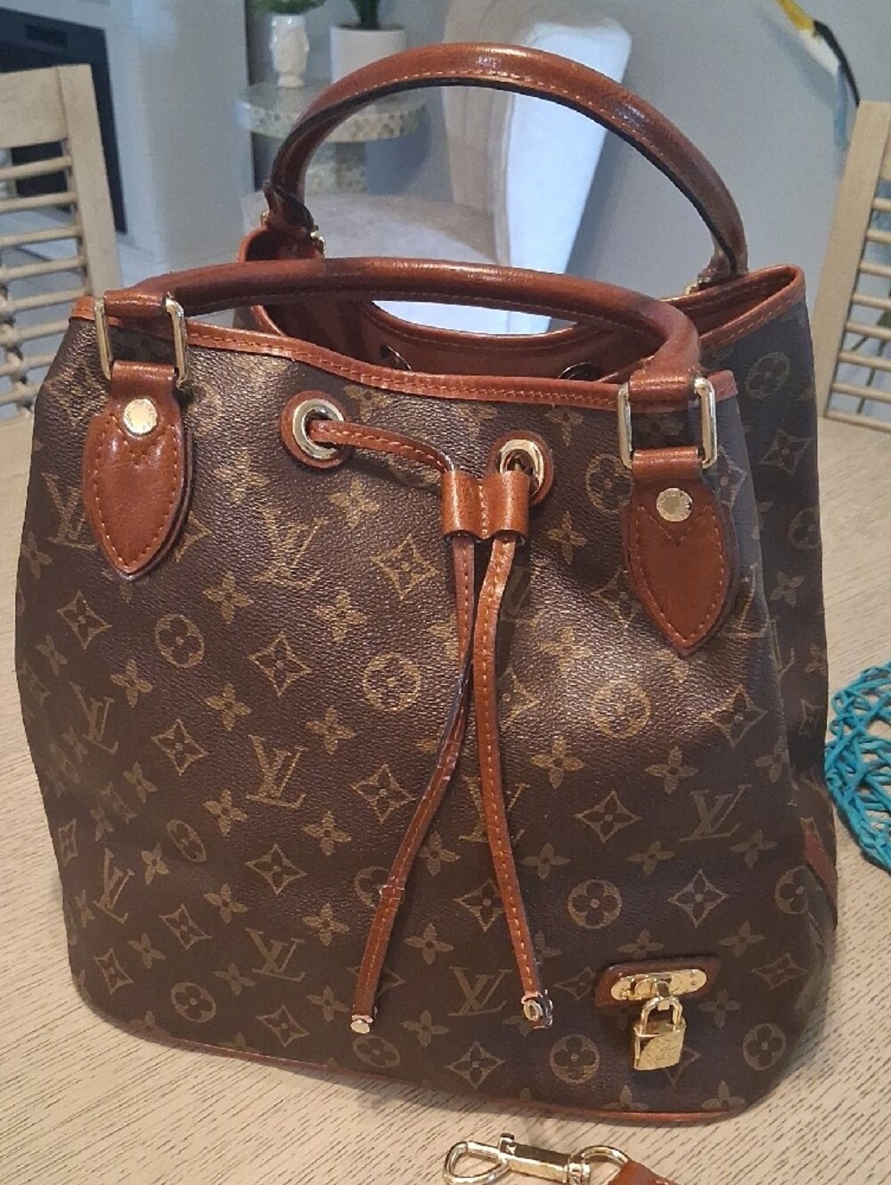 Monogram Drawstring Tote Bag.  FIRM PRICE, No Bundle Discount